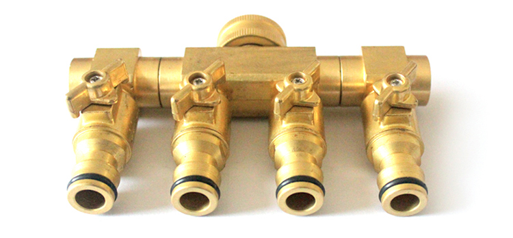 Duty Tembaga 4 Way Hose Manifold Hose Pipe Adapter